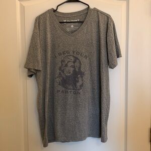 The Home T - “I Beg Your Parton” V Neck Tee in Heathered Grey - XXL
